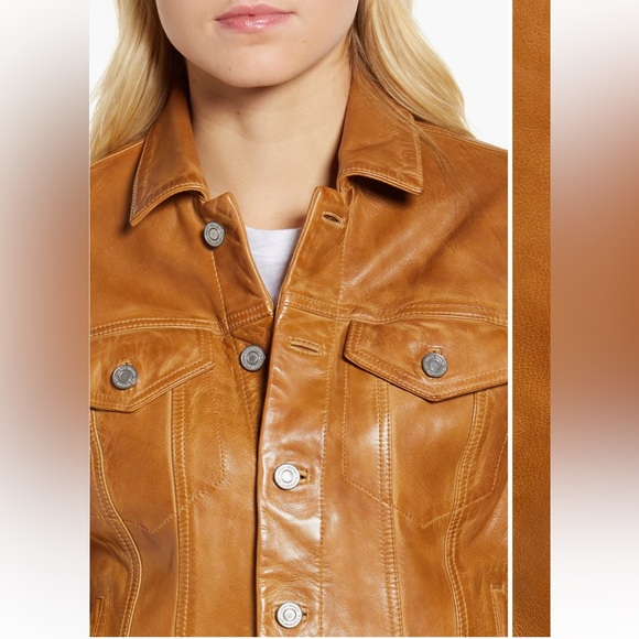 NWT Lucky Brand Leather Trucker Jacket size XL - Picture 5 of 16